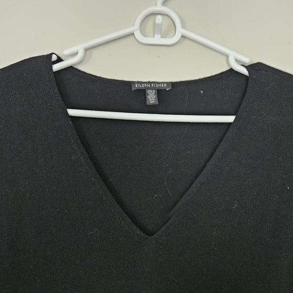Eileen Fisher Merino Wool black long sleeve sweater/ tunic size S - Picture 4 of 7